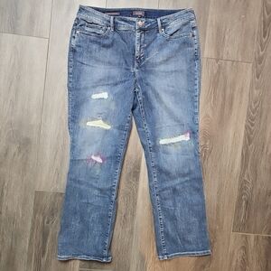 NYDJ Jeans Womens 14 Dark Blue Denim Marilyn Stretch Straight Leg Lift Tuck Tech